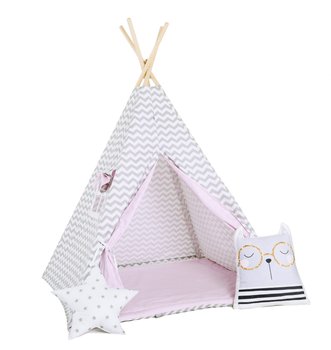 Namiot tipi dla dzieci, bawełna, okienko, kotek, landrynkowa drzemka - Sówka Design
