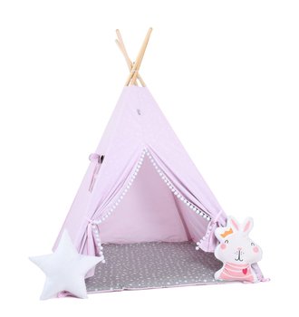 Namiot tipi dla dzieci, bawełna, okienko, królik, purpurowe szarości - Sówka Design
