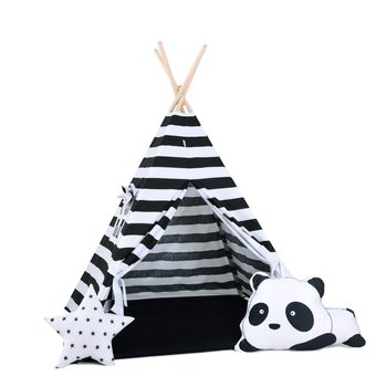 Namiot tipi dla dzieci, bawełna, okienko, panda, panda w chmurach - Sówka Design