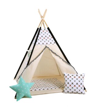 Namiot tipi dla dzieci, bawełna, okienko, poduszka, jelonkowy - Sówka Design