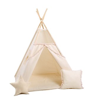 Namiot tipi dla dzieci, bawełna, okienko, poduszka, kuleczkowa mgiełka - Sówka Design