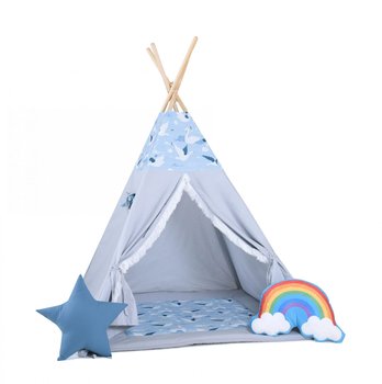 Namiot tipi dla dzieci, bawełna, okienko, tęcza, łabędzi wiatr - Sówka Design