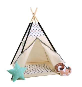 Namiot tipi dla dzieci, bawełna, okienko, wiewiórka, jelonkowy - Sówka Design