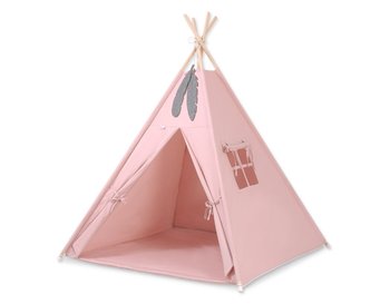 Namiot TIPI dla dzieci +mata + zawieszki pióra - brudny róż - Bobono