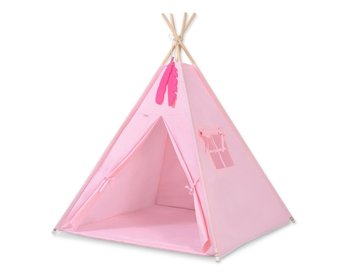 Namiot TIPI dla dzieci +mata + zawieszki pióra - różowy - Bobono