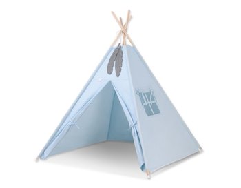 Namiot Tipi dla dzieci + zawieszki pióra - niebieski - Bobono