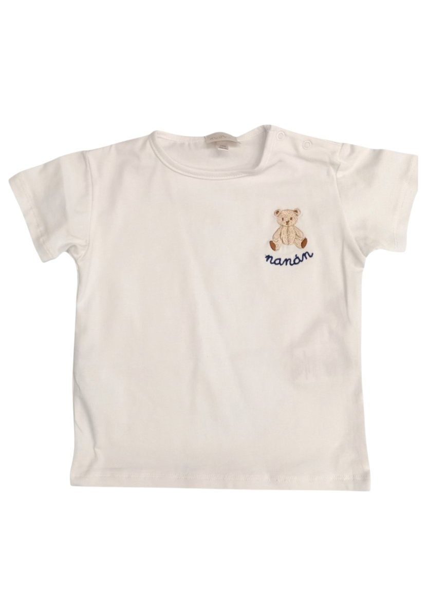 Nanán Nanan - T-shirt Bianca C/orso E25192