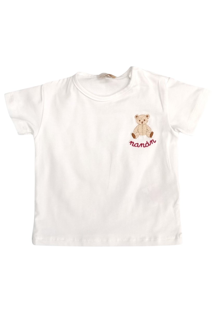 Nanán Nanán Nanan - T-Shirt Bianca/Rossa Orsetto E25593