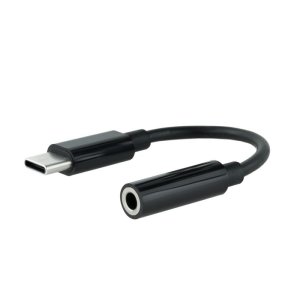 NANOCABLE 10.24.1205 – Kabel adaptera audio, USB-C/męski na Jack 3.5/żeński, 11 cm, czarny - NANOCARE