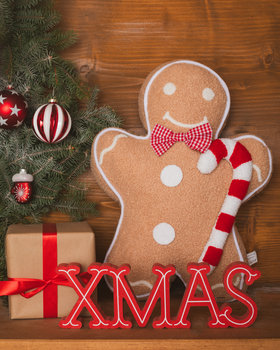 Napis Świąteczny Xmas, Joyful Xmas, Czerwony, Drewniany, - Empik