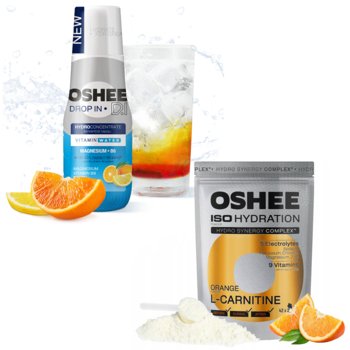 Napój izotoniczny OSHEE ISO Hydration Orange + Drop In Magnez B6, 2 szt. - pomarańcza cytryna regeneracja elektrolity nawodnienie trening - Oshee