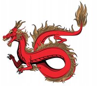 Naprasowanka Aplikacja Termo Naklejka Chiński Smok Czerwony Dragon Atram