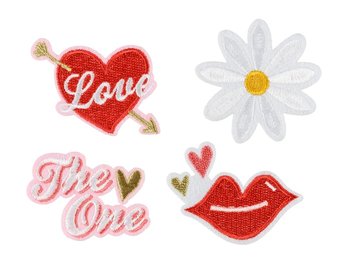 Naprasowanki Love, mix,  5.5-6.5x3.5-4.5cm (1 op. / 4 szt.) - PartyDeco