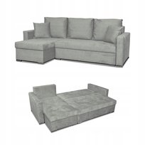 Narożnik Bella rozkładany funkcją spania rogówka Family Meble szary welur