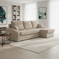 Narożnik DORMA z funkcją spania tkanina sztruksowa, Beżowy