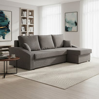 Narożnik DORMA z funkcją spania tkanina sztruksowa, Szary, ciemnoszary