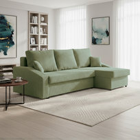 Narożnik DORMA z funkcją spania tkanina sztruksowa, Zielony, oliwkowy