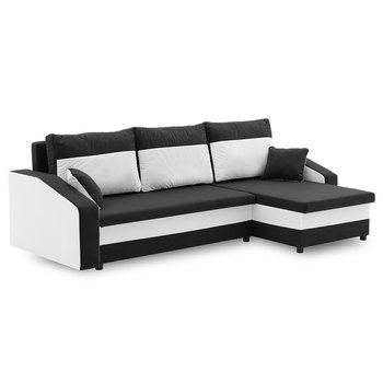 Narożnik Hewlet z Funkcją Spania Łóżko Rogówka Sofa, Czarny-Biały - Adams Group