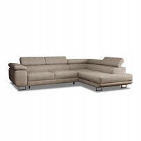 Narożnik Rio regulowane zagłówki, duży schowek, beżowy sztruks Poso