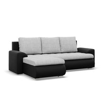 Narożnik rozkładany, lewy, Bosco, plecionka, ekoskóra, 230x159x89 cm, jasny szary, czarny | TYLETEGOTU