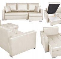 Narożnik rozkładany z funkcją spania ekoskóra Varius rogówka Family Meble