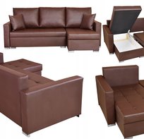 Narożnik rozkładany z funkcją spania ekoskóra Varius rogówka Family Meble