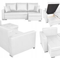 Narożnik rozkładany z funkcją spania ekoskóra Varius rogówka Family Meble