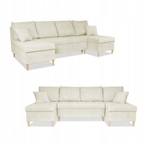 Narożnik Wigo BIG rozkładany z funkcją spania Family Meble welur beżowy