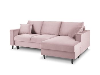 Narożnik Z Funkcją Spania Cartadera Lavender Velvet Prawostronna Kolor Nóg Czarny - Mazzini Sofas