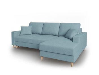 Narożnik Z Funkcją Spania Cartadera Light Blue Corduroy Prawostronna Kolor Nóg Naturalny - Mazzini Sofas