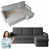 NAROŻNIK z funkcją spania do salonu NEO rozkładany ROGÓWKA POJEMNIK szary