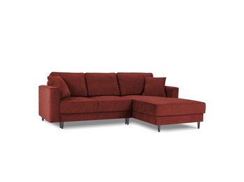 Narożnik Z Funkcją Spania Dunas Red Structured Fabric Prawostronna Kolor Nóg Czarny - Micadoni Home