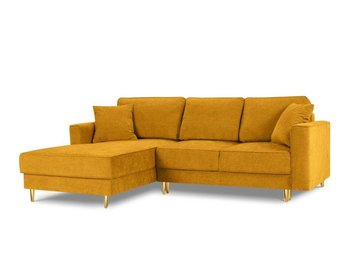 Narożnik Z Funkcją Spania Fano Yellow Structured Fabric Lewostronna Kolor Nóg Złoty - Cosmopolitan Design