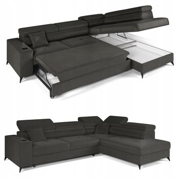 Narożnik z Funkcją spania Regulowane zagłówki Pojemnik na pościel Wygodny - KP-Meble