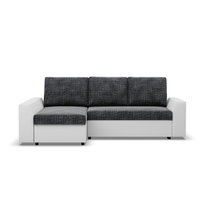 Narożnik z funkcją spania, Viktor, ekoskóra, 243x140x92 cm, biel, popiel | TYLETEGOTU