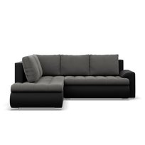 Narożnik z otomaną, lewy, BOSCO, ekoskóra, 230x200x89 cm, czarny, szary | TYLETEGOTU