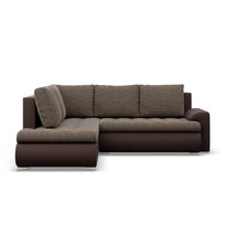 Narożnik z otomaną, lewy, BOSCO, ekoskóra, plecionka, 230x200x89 cm, brąz | TYLETEGOTU