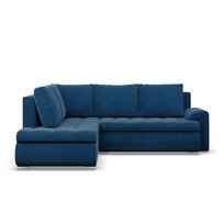 Narożnik z otomaną, lewy, BOSCO, sztruks, 230x200x89 cm, granatowy | TYLETEGOTU