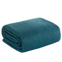Narzuta dekoracyjna + poszewki komplet  BONI1 200x220 40x40x2 Eurofirany ciemnoturkusowy pikowany Eurofirany
