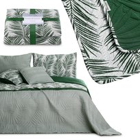 Narzuta dwustronna Restilo, TROPICALBONAIRE, biały- butelkowa zieleń, 170x210 cm