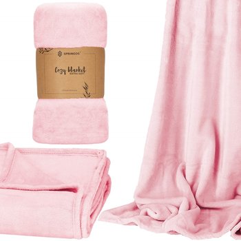 Narzuta na łóżko różowy koc 200x220 cm pled na kanapę - Springos