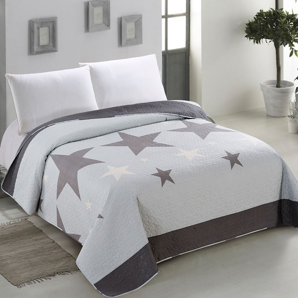 AmeliaHome Tagesdecke mit Pompons 220x240 cm Bettüberwürf zweiseitig