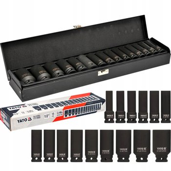 Nasadki udarowe długie YATO 1055, 1/2", 10-32 mm, 15 elementów - YATO
