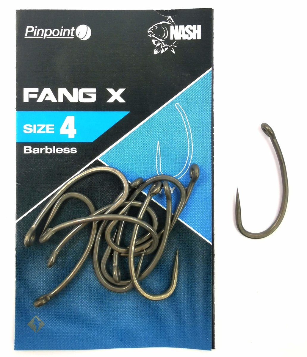 Nash Pinpoint Fang X Senza Ardiglione - 10 Ami Taglia 5, Acciaio Al Carbonio, Leggeri