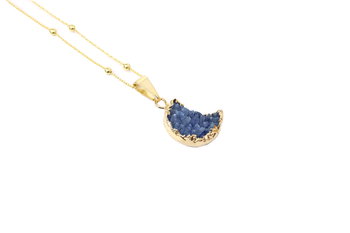 Naszyjnik Agat Księżyc Niebieski złocony - Brazi Druse Jewelry