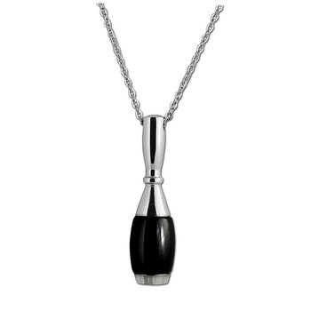 Naszyjnik Amello 50cm stal nierdzewna ceramiczna biżuteria stożek srebrny czarny ESKX15S - Amello