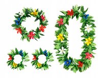 Naszyjnik, Bransoletki i Wianek, różowe kwiaty, zestaw