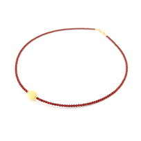 Naszyjnik bursztyn srebro 925 pozłacane koral czerwony 7387