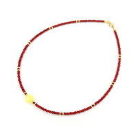 Naszyjnik bursztyn srebro 925 pozłacane koral czerwony 7391