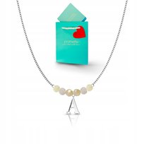 Naszyjnik cytryn srebrny z literka inicjały kamienie naturalne damski 925